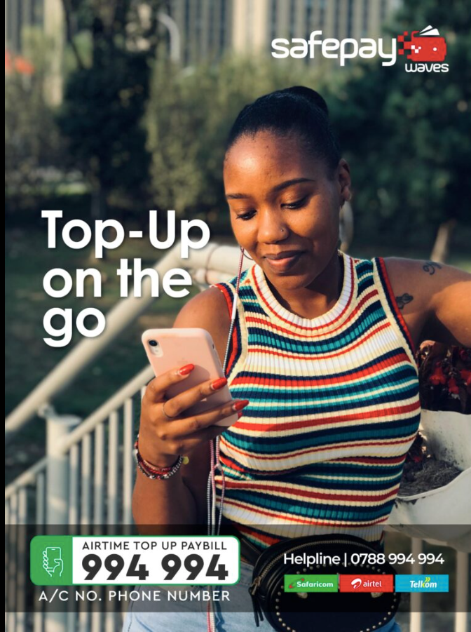 Customer topping up on the go using SafePay Waves