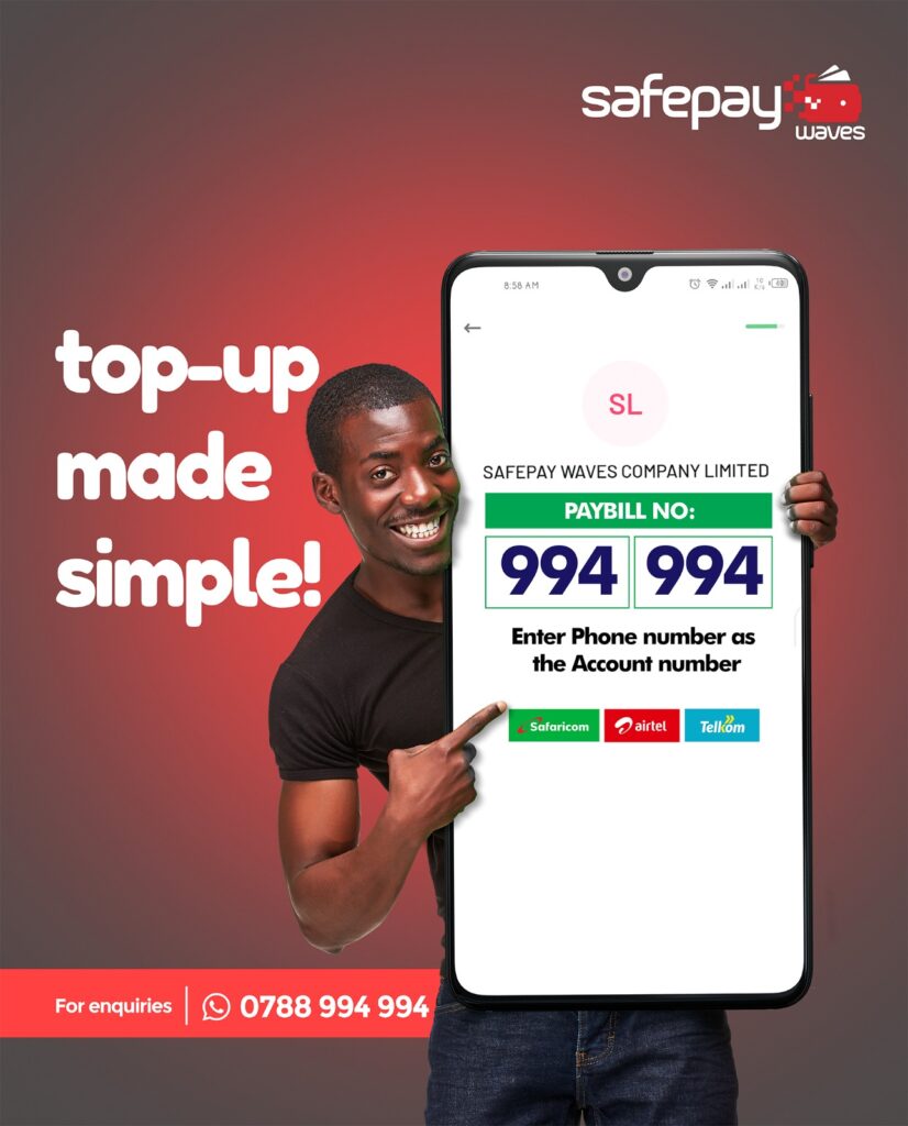 Top up made simple via M-Pesa Paybill 994 994